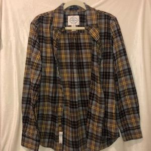 MENS brown & yellow button up flannel